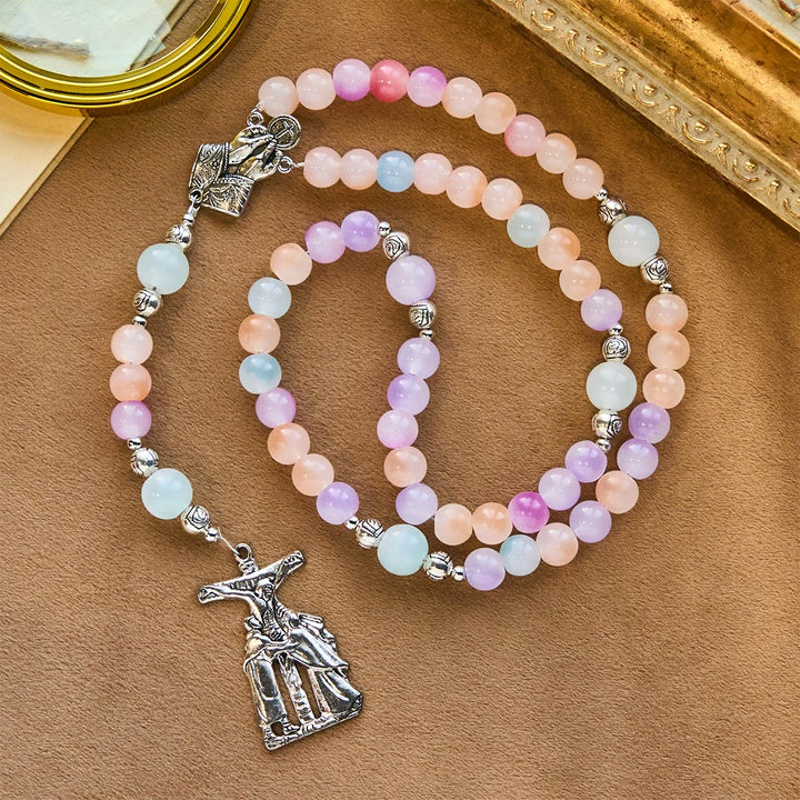 Christianartworkshop UV Color-Changing Pastel Rosary with Crucifix & Praying Hands - image 2