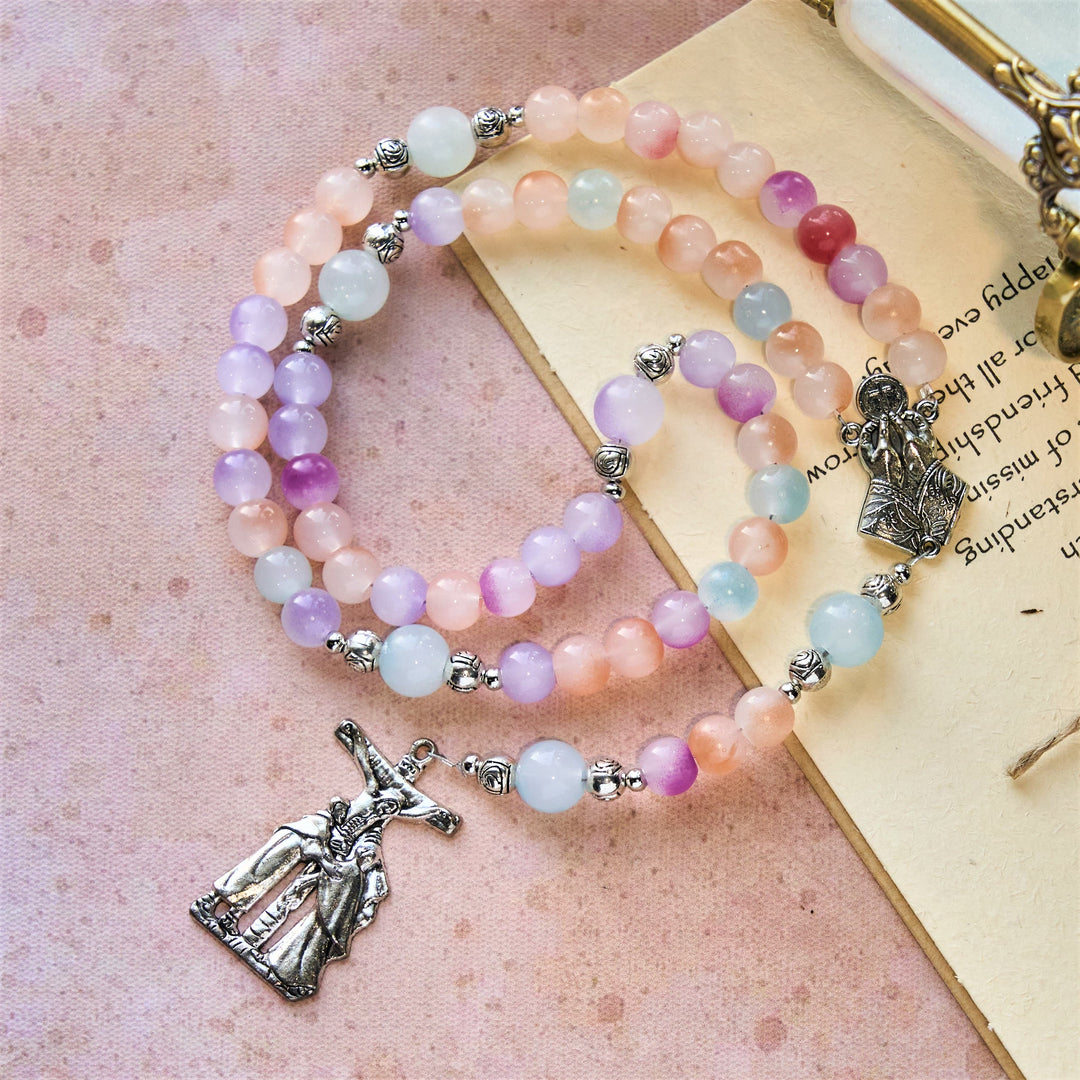 Christianartworkshop UV Color-Changing Pastel Rosary with Crucifix & Praying Hands - image 5