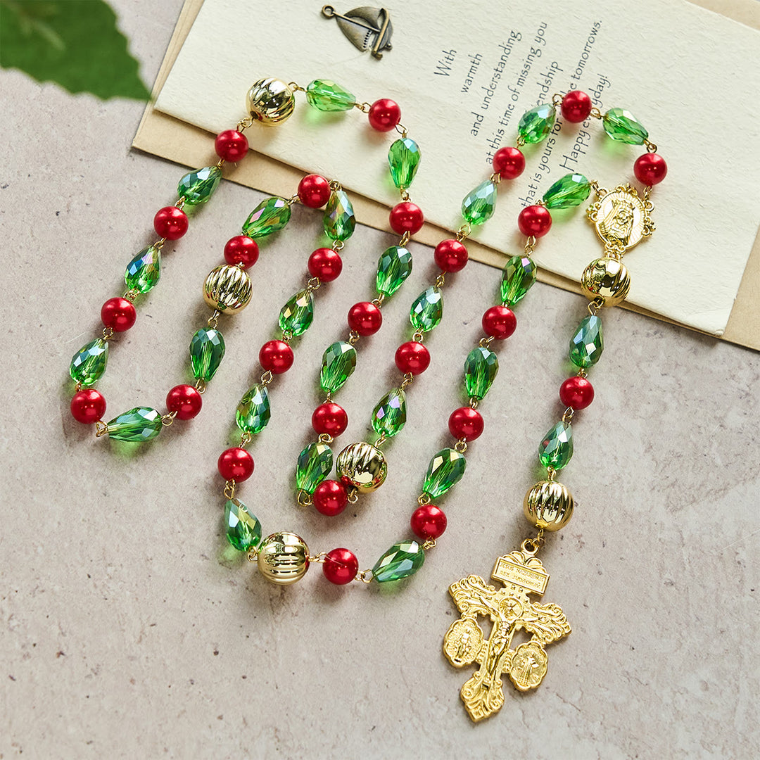 Christianartworkshop Pardon Crucifix Adorned Christmas Rosary: Faithful Companion & Festive Decor - Christmas Rosary - image 0