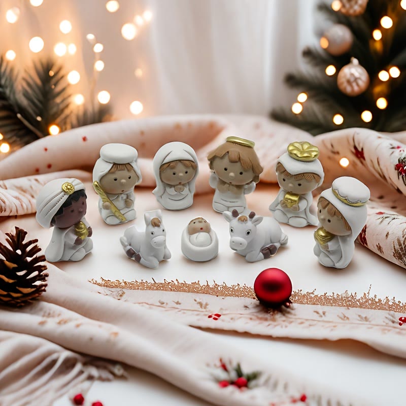 Christianartworkshop Whimsical Nativity Ornament Set: Gentle Manger Scene & Holiday Decor - Mini Nativity om - image 0