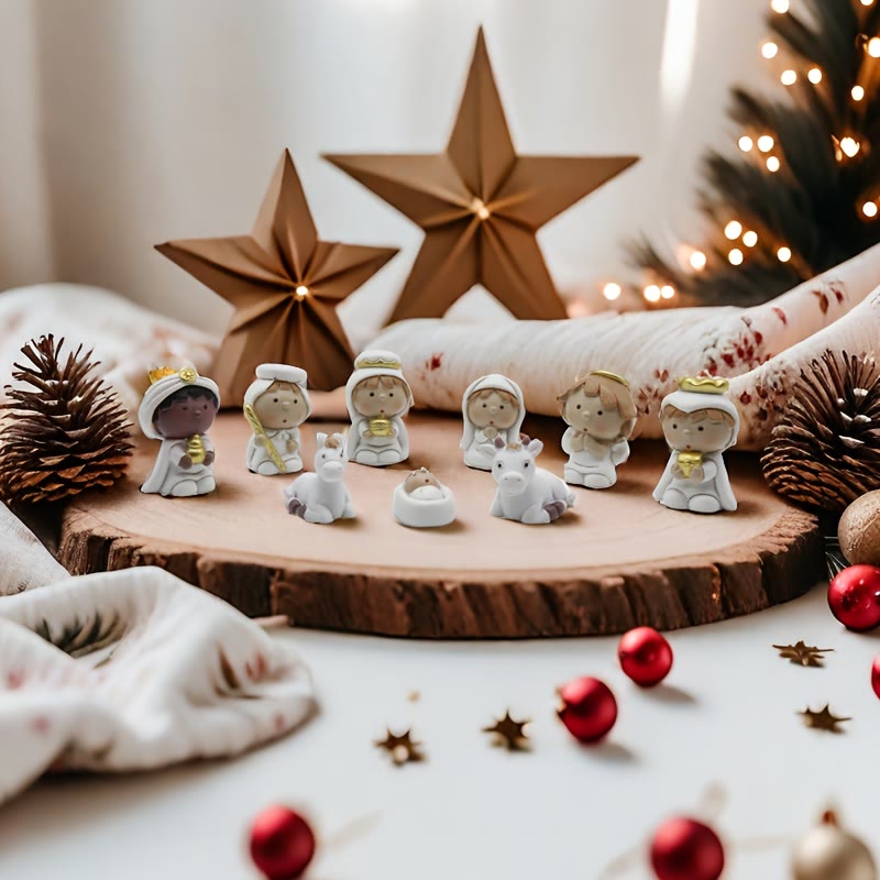 Christianartworkshop Whimsical Nativity Ornament Set: Gentle Manger Scene & Holiday Decor - image 2