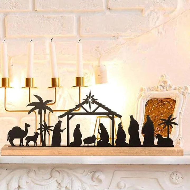 Christianartworkshop Sleek Metal Silhouette Nativity Ornament: Modern Manger Scene & Holiday Decor - image 2