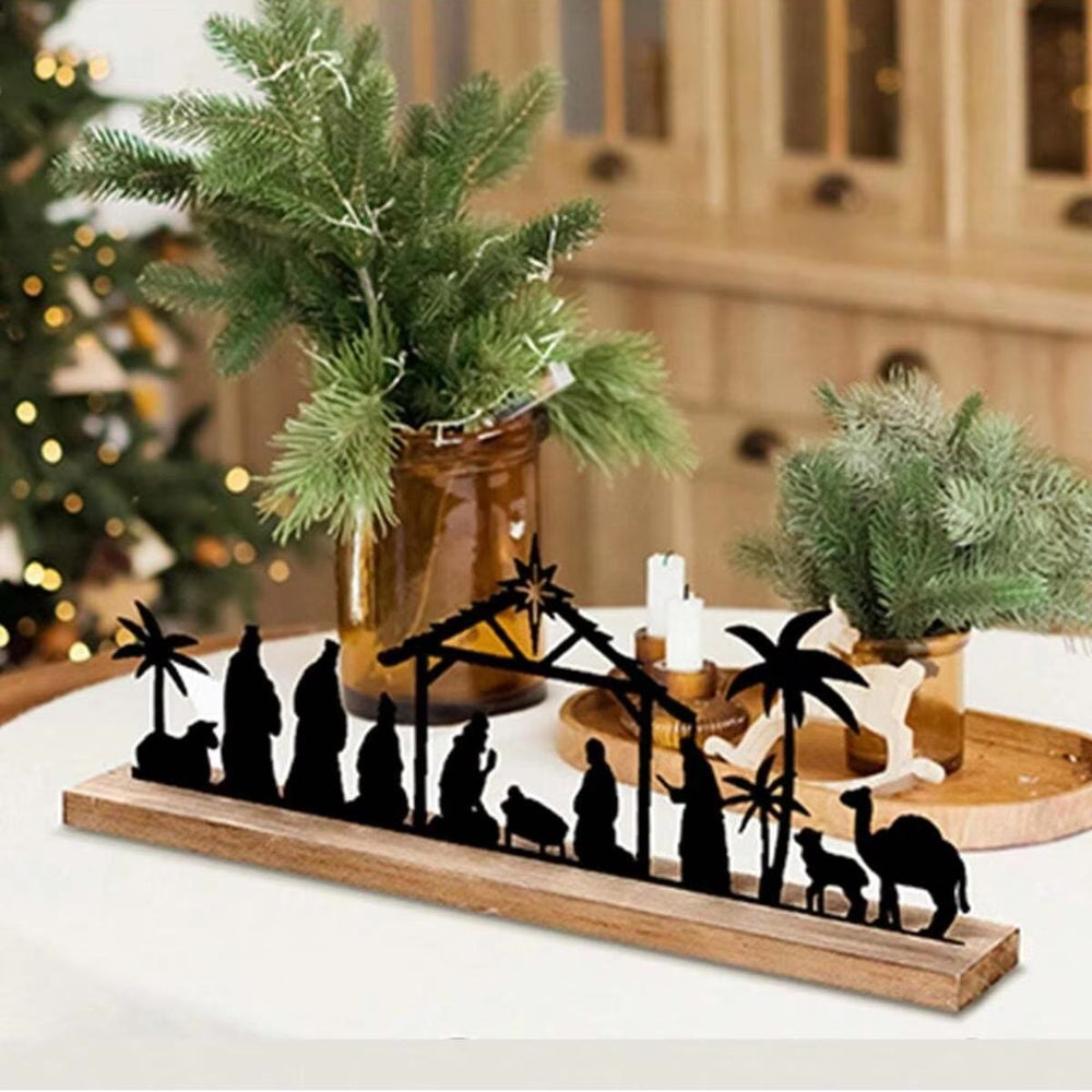 Christianartworkshop Sleek Metal Silhouette Nativity Ornament: Modern Manger Scene & Holiday Decor - image 1