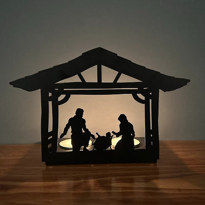 Christianartworkshop Iron Nativity Ornament Candle Holder: Glowing Manger Scene & Holiday Decor - Metal Candlestick-6 - image 5
