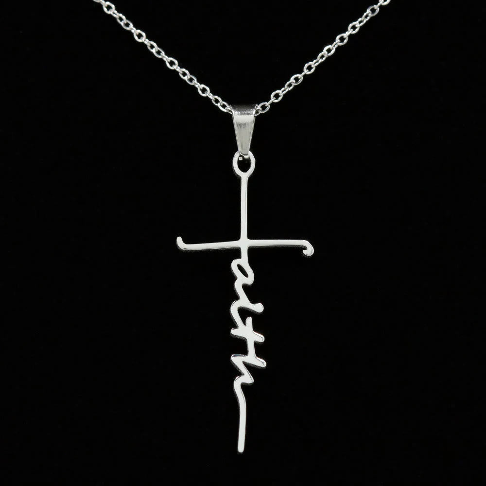 Christianartworkshop Elegant Scripted Faith Cross: Gentle Belief Charm & Daily Wear Jewelry - image 2