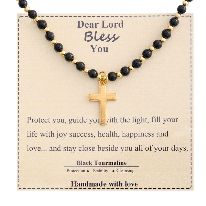 Christianartworkshop Blessed Stone Cross Necklace: Natural Gem Charm & Quiet Devotion Accent - Black Tourmaline - image 11