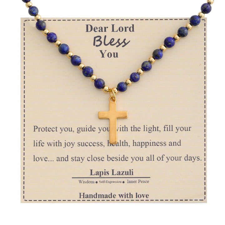 Christianartworkshop Blessed Stone Cross Necklace: Natural Gem Charm & Quiet Devotion Accent - Lapis Lazuli - image 16