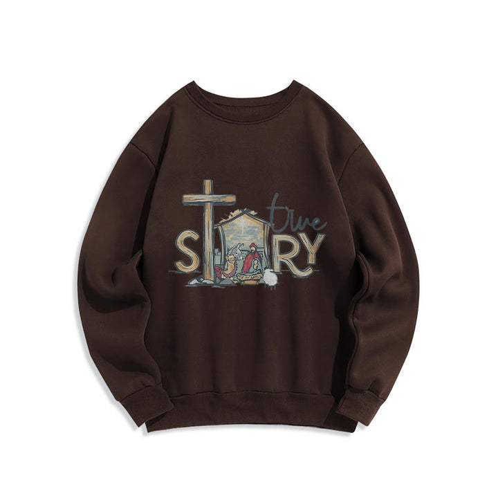 Christianartworkshop Modern Style True Story Nativity Scene Fleece Lined Polyester Sweatshirt - image 15