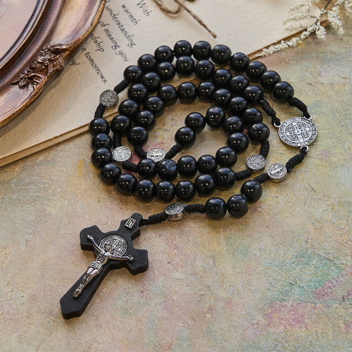 Christianartworkshop Beaded Rosary with St. Benedict Medal: Tender Faith for Prayer Moments - Black - image 8