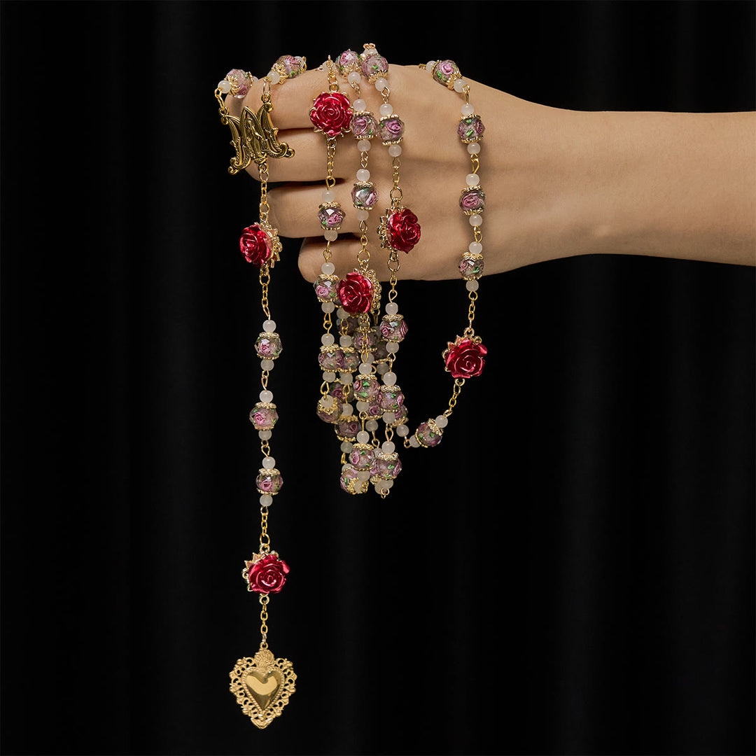 Christianartworkshop Rose Accent Devotion Rosary with Sacred Heart: Gentle Faith for Daily Prayer - image 1