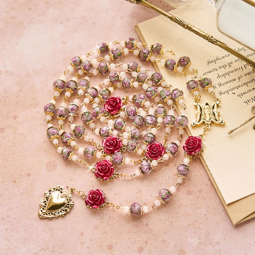 Christianartworkshop Rose Accent Devotion Rosary with Sacred Heart: Gentle Faith for Daily Prayer - image 6