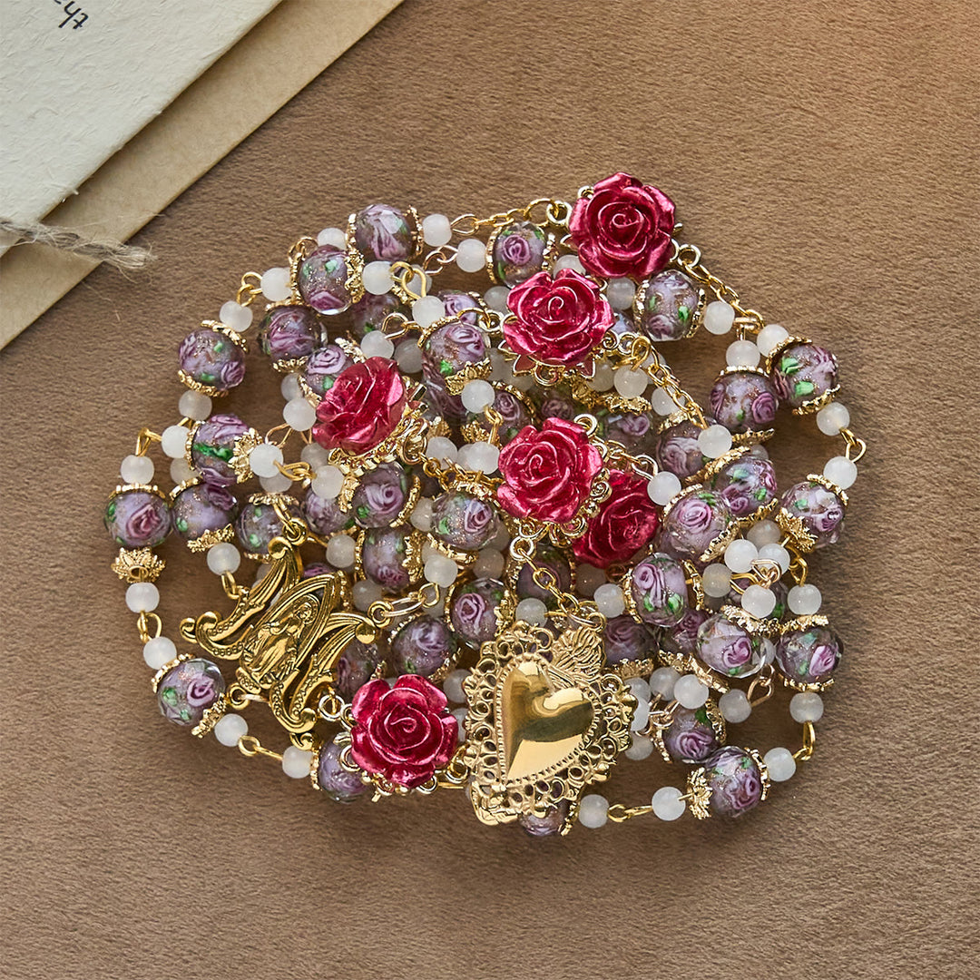 Christianartworkshop Rose Accent Devotion Rosary with Sacred Heart: Gentle Faith for Daily Prayer - image 6