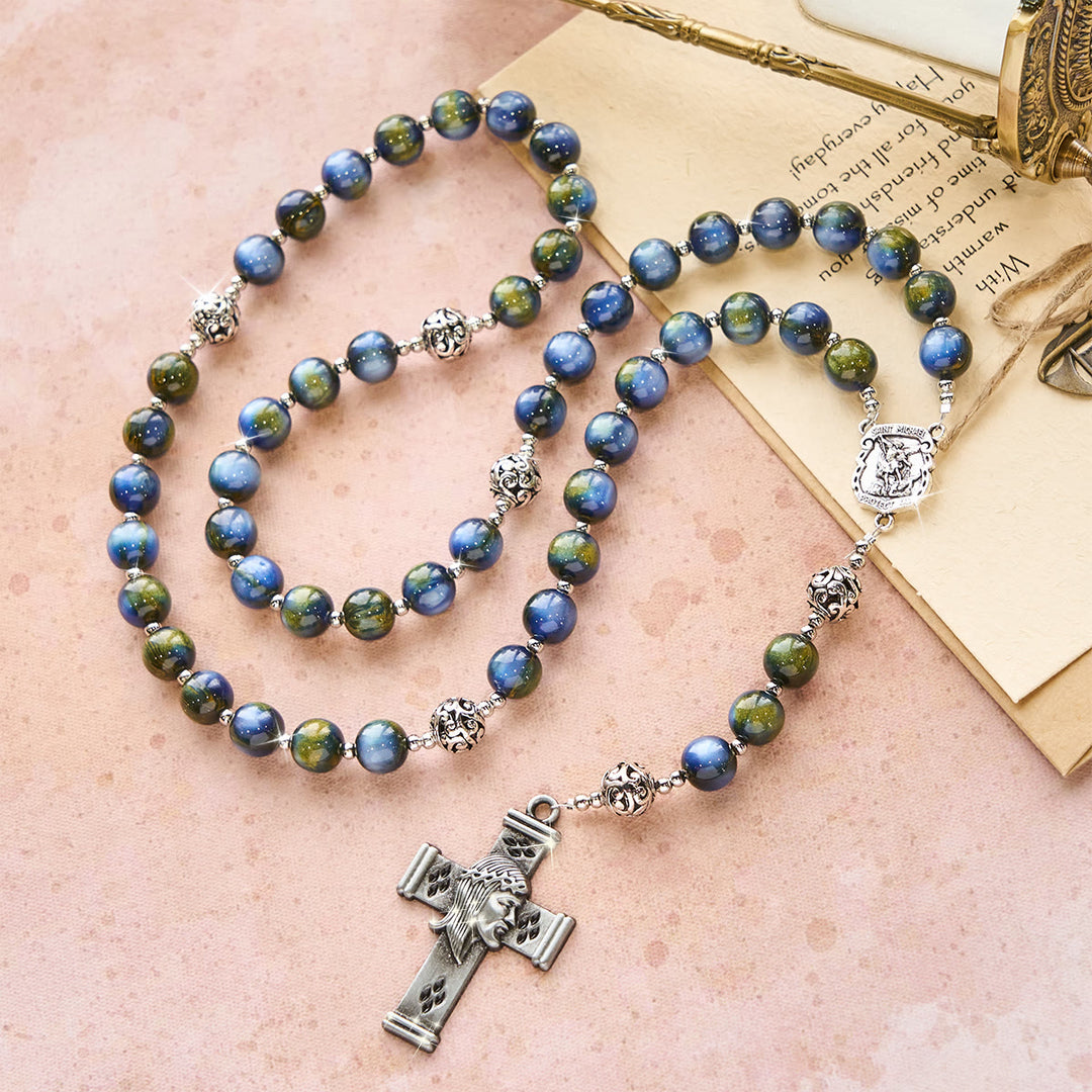 Christianartworkshop Ornate Beaded Rosary with St. Michael & Cross: Quiet Assurance for Prayer - image 2