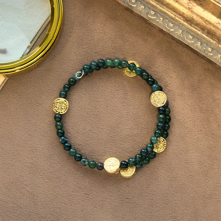 Christianartworkshop Water Grass Agate Memory Wire Rosary Bracelet: Tender Devotion for Daily Moments - image 3