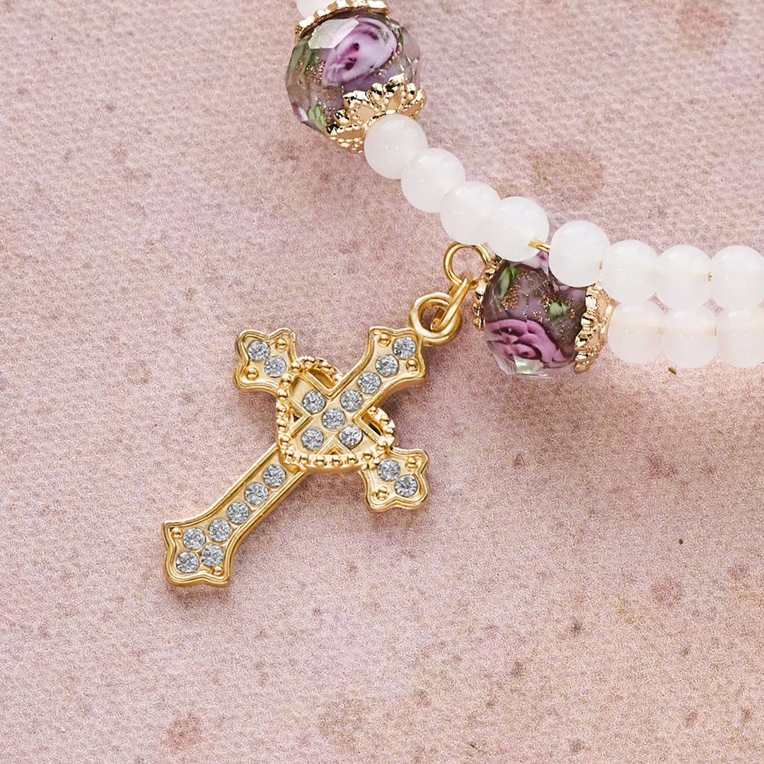 Christianartworkshop Floral Accent Memory Wire Rosary Bracelet: Tender Devotion for Daily Moments - image 4