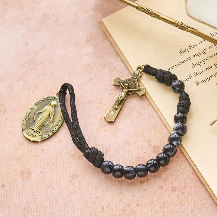 Christianartworkshop Classic Black Portable Faith Rosary with Bronze Our Lady with Crucifix - image 3
