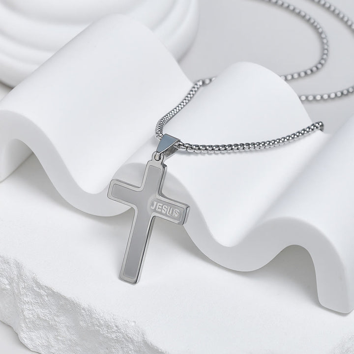 Christianartworkshop Minimalist Cross Necklace with "JESUS" Detail: Understated Expression of Faith - image 2