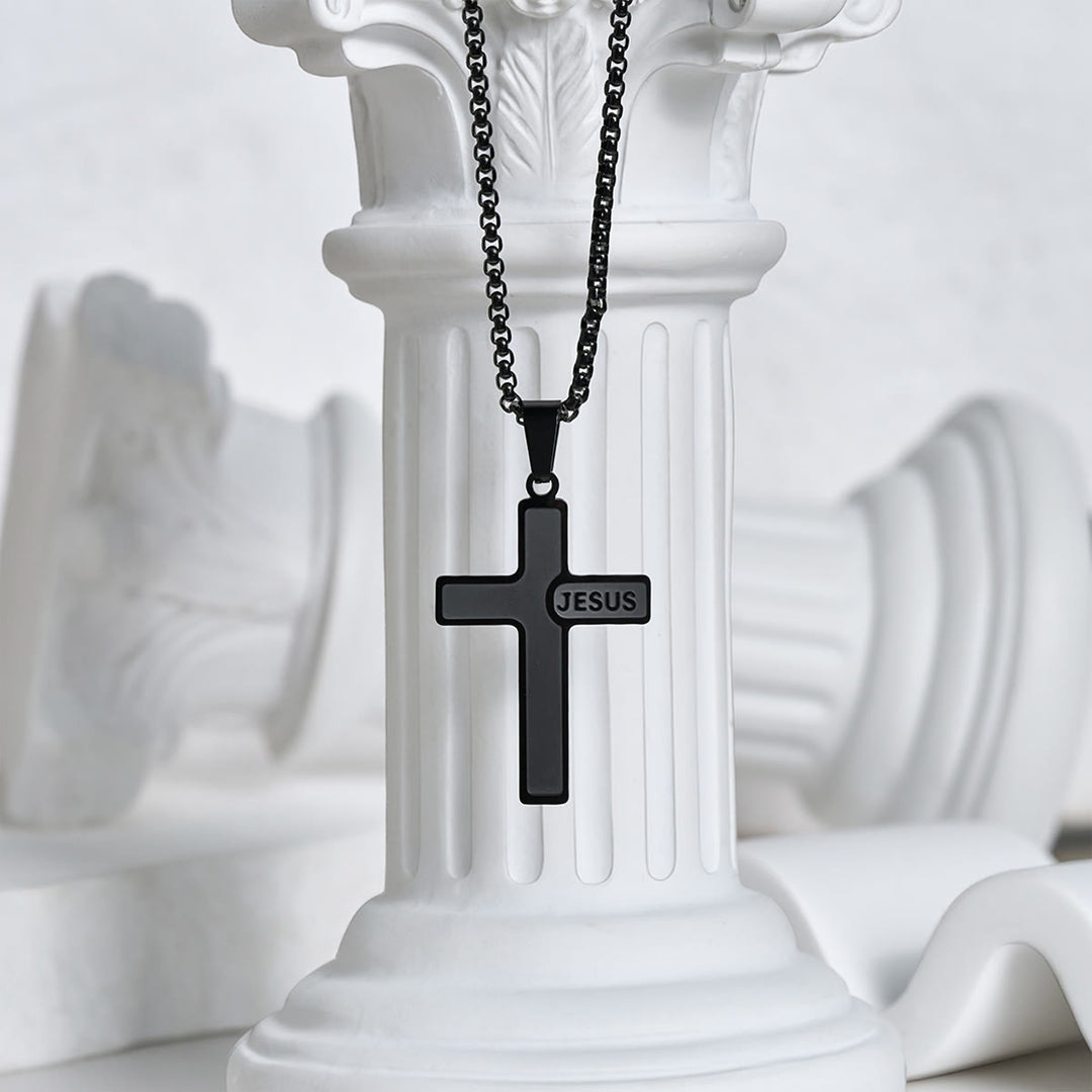Christianartworkshop Minimalist Cross Necklace with "JESUS" Detail: Understated Expression of Faith - image 11