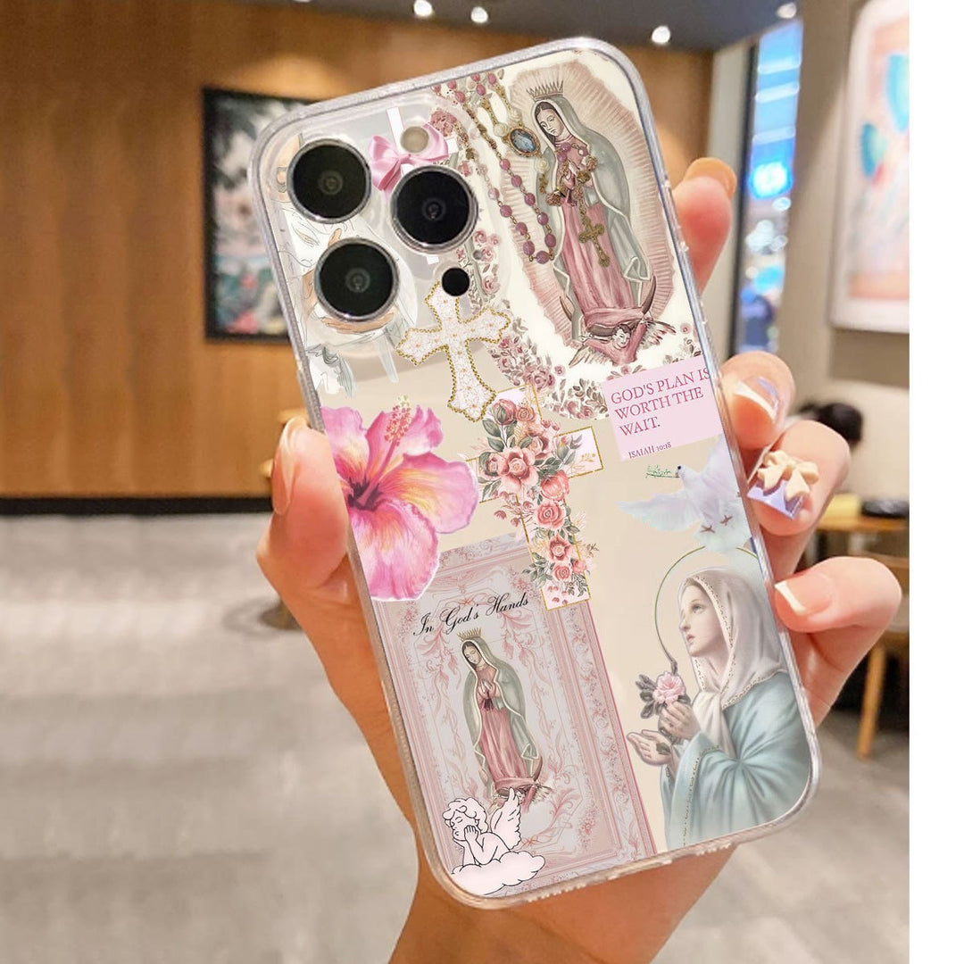 Christianartworkshop Faith & Floral Phone Case: ISAIAH 10:18 & Our Lady Symbol for Daily Use - image 2