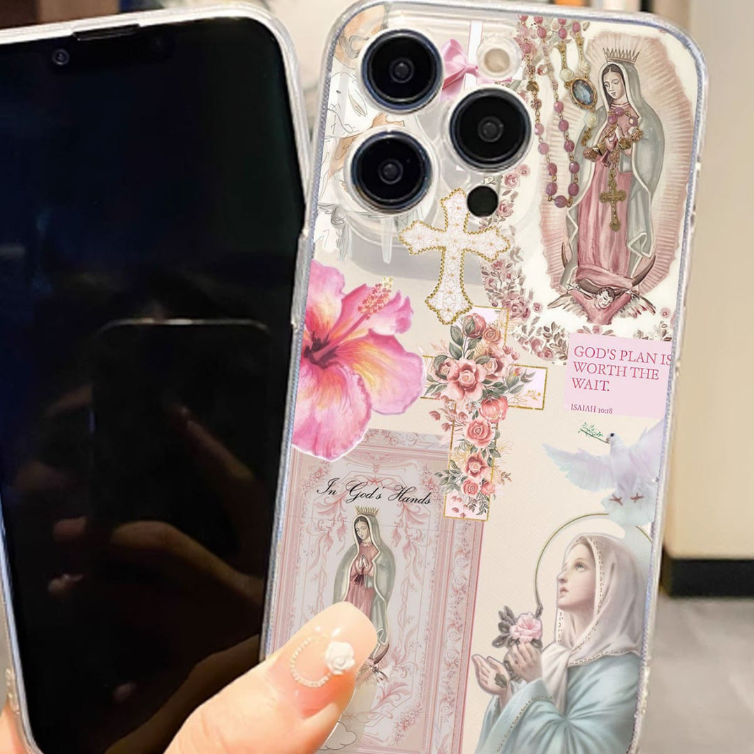 Christianartworkshop Faith & Floral Phone Case: ISAIAH 10:18 & Our Lady Symbol for Daily Use - image 1