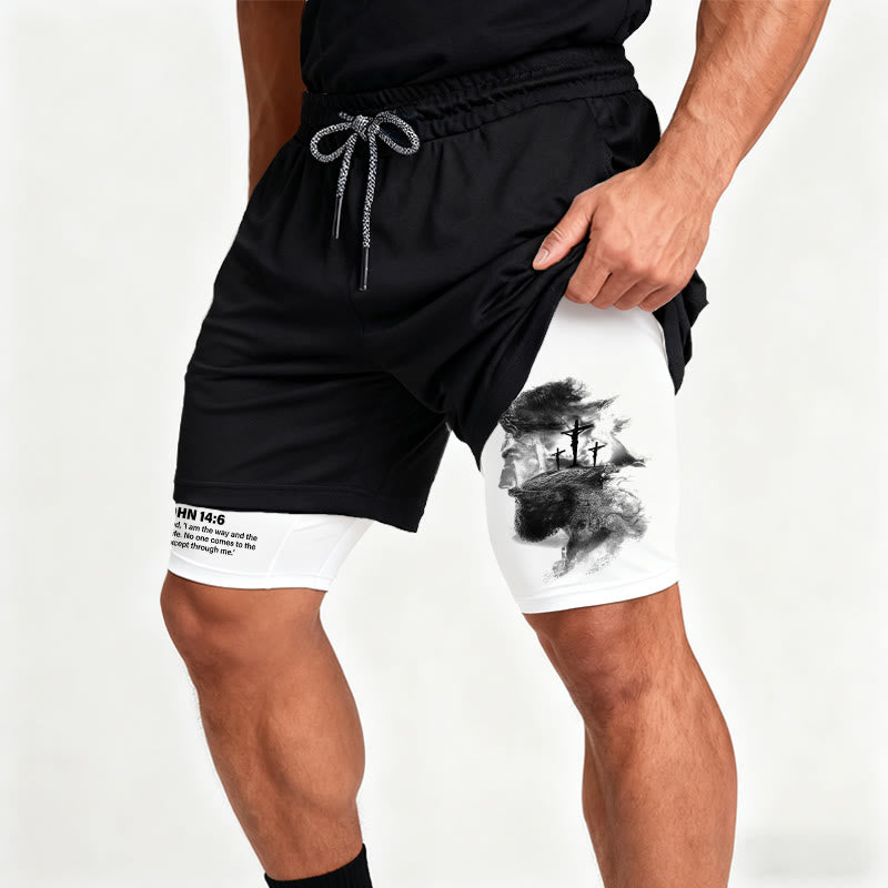 Christianartworkshop John 14:6 Faith Performance Shorts with Jesus & Cross Design: Wear Devotion Daily - image 1