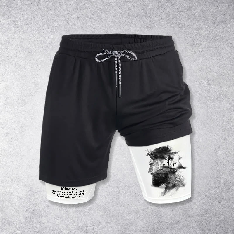 Christianartworkshop John 14:6 Faith Performance Shorts with Jesus & Cross Design: Wear Devotion Daily - image 4