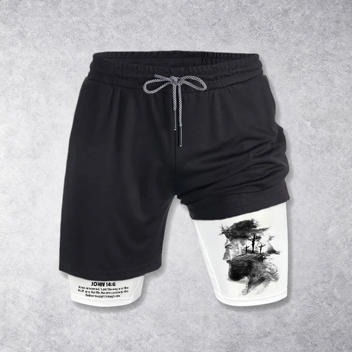 Christianartworkshop John 14:6 Faith Performance Shorts with Jesus & Cross Design: Wear Devotion Daily - image 4