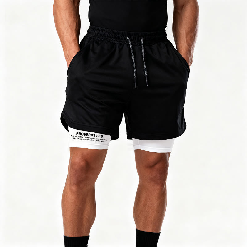 Christianartworkshop Crucifix & Proverbs 16:9 Performance Shorts: Carry Faith in Every Step - image 4