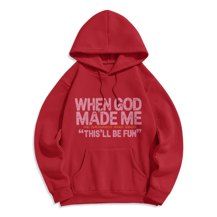 Christianartworkshop When God Made Me Faith Quote Fleece Lined Polyester Hoodie - Red - 2XL - image 6