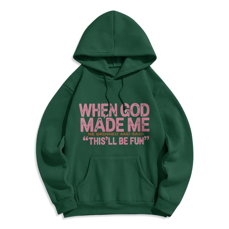Christianartworkshop When God Made Me Faith Quote Fleece Lined Polyester Hoodie - Green - 2XL - image 5