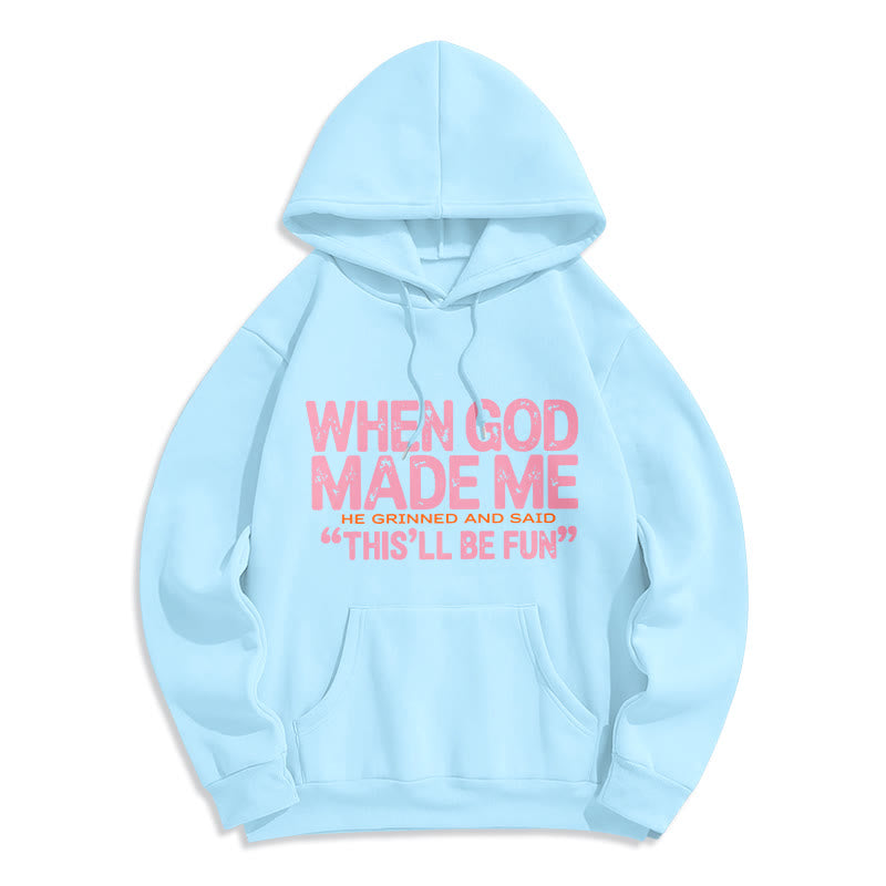 Christianartworkshop When God Made Me Faith Quote Fleece Lined Polyester Hoodie - Blue - 2XL - image 7