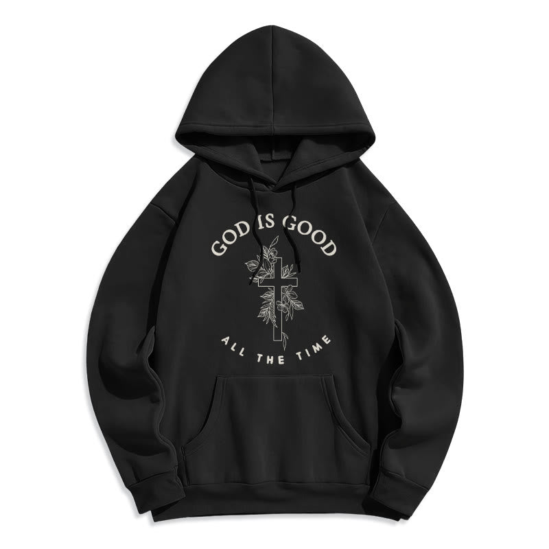 Christianartworkshop God Is Good All The Time Faith Quote Fleece Lined Polyester Hoodie - Black - 2XL - image 3