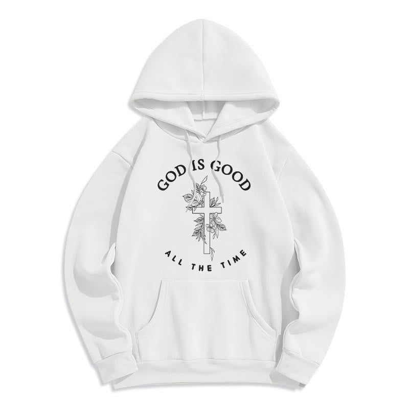 Christianartworkshop God Is Good All The Time Faith Quote Fleece Lined Polyester Hoodie - White - 2XL - image 1