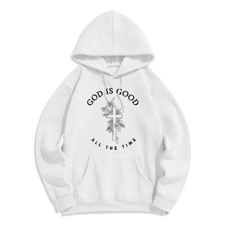 Christianartworkshop God Is Good All The Time Faith Quote Fleece Lined Polyester Hoodie - White - 2XL - image 1