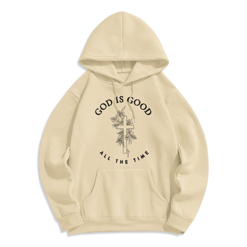 Christianartworkshop God Is Good All The Time Faith Quote Fleece Lined Polyester Hoodie - Beige - 2XL - image 4