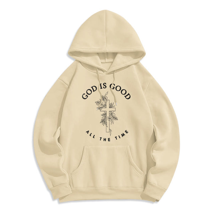 Christianartworkshop God Is Good All The Time Faith Quote Fleece Lined Polyester Hoodie - Beige - 2XL - image 4