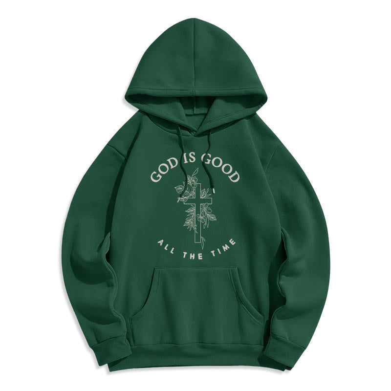 Christianartworkshop God Is Good All The Time Faith Quote Fleece Lined Polyester Hoodie - Green - 2XL - image 5