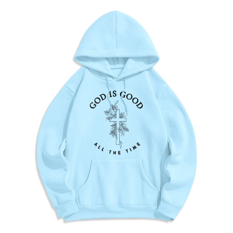 Christianartworkshop God Is Good All The Time Faith Quote Fleece Lined Polyester Hoodie - Blue - 2XL - image 7
