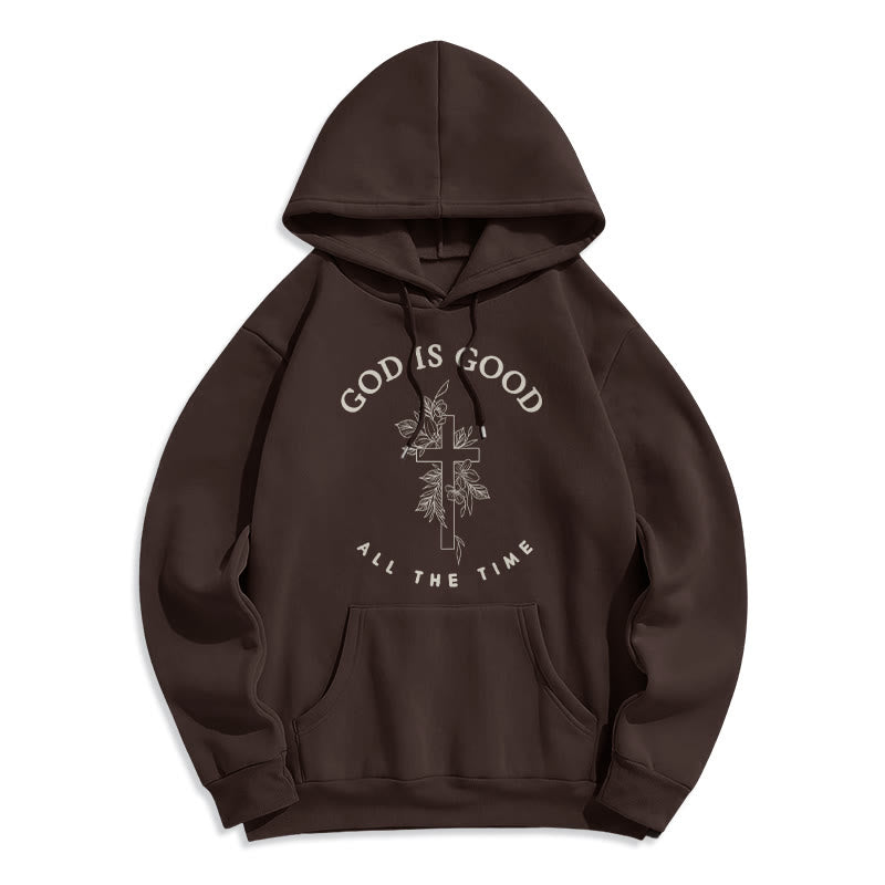 Christianartworkshop God Is Good All The Time Faith Quote Fleece Lined Polyester Hoodie - Brown - 2XL - image 2