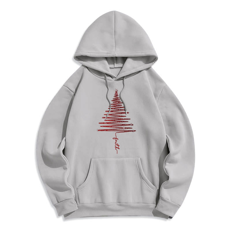 Christianartworkshop Christmas Faith Cross Graphic Fleece Lined Polyester Hoodie - Grey - 2XL - image 2