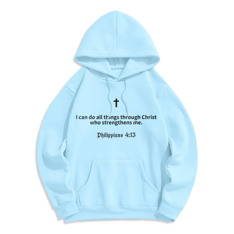 Christianartworkshop Philippians 4:13 Faith Fleece Lined Polyester Hoodie - Blue - 2XL - image 3