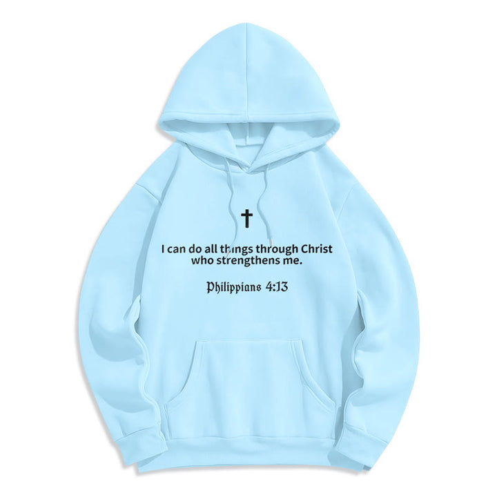 Christianartworkshop Philippians 4:13 Faith Fleece Lined Polyester Hoodie - Blue - 2XL - image 3