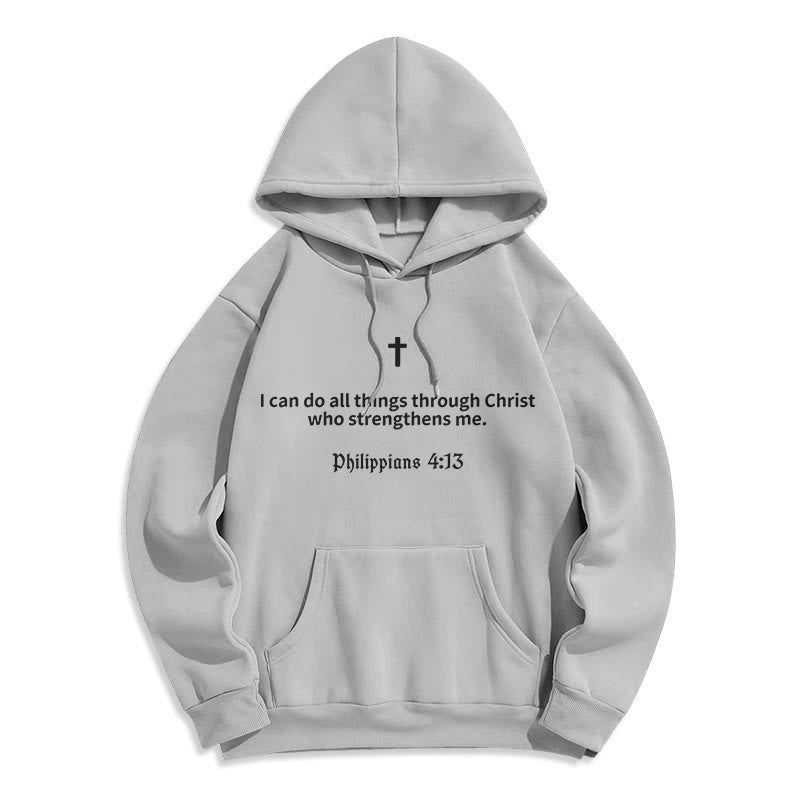 Christianartworkshop Philippians 4:13 Faith Fleece Lined Polyester Hoodie - Grey - 2XL - image 7