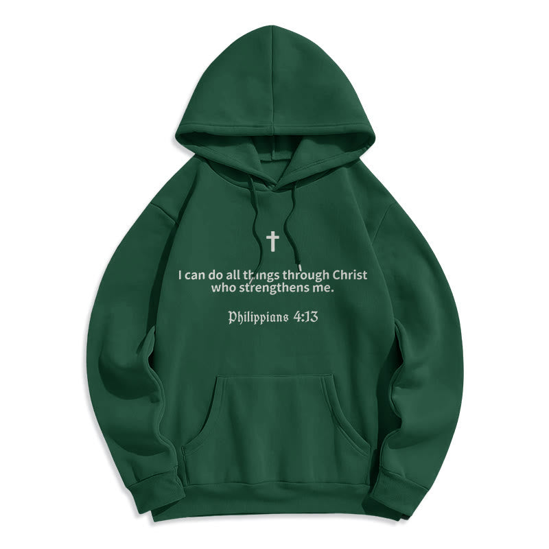 Christianartworkshop Philippians 4:13 Faith Fleece Lined Polyester Hoodie - Green - 2XL - image 5