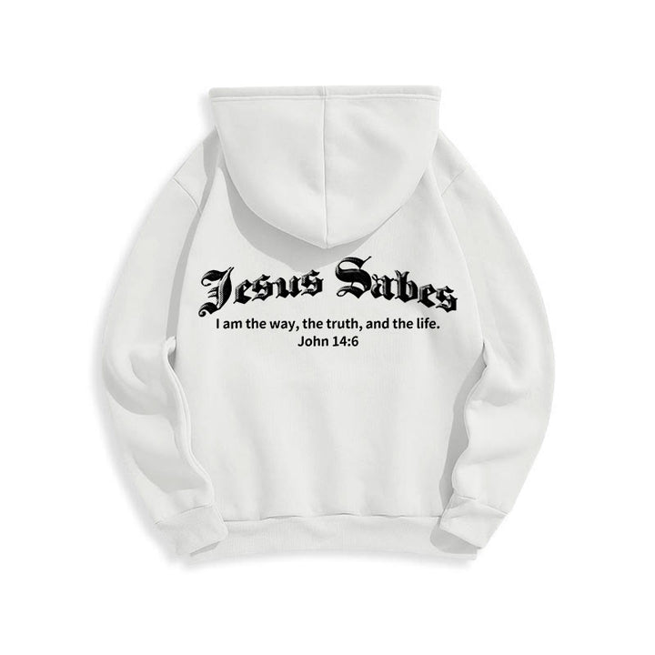 Christianartworkshop Jesus Saves John 14:6 Faith Fleece Lined Polyester Hoodie - image 5