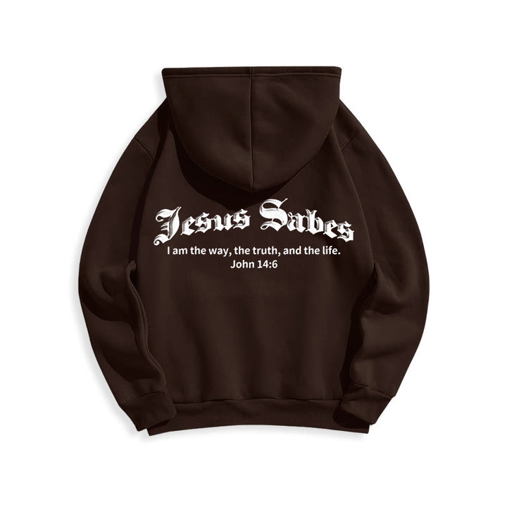 Christianartworkshop Jesus Saves John 14:6 Faith Fleece Lined Polyester Hoodie - image 8