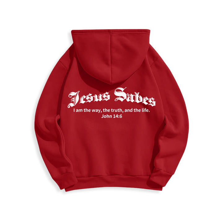 Christianartworkshop Jesus Saves John 14:6 Faith Fleece Lined Polyester Hoodie - image 18