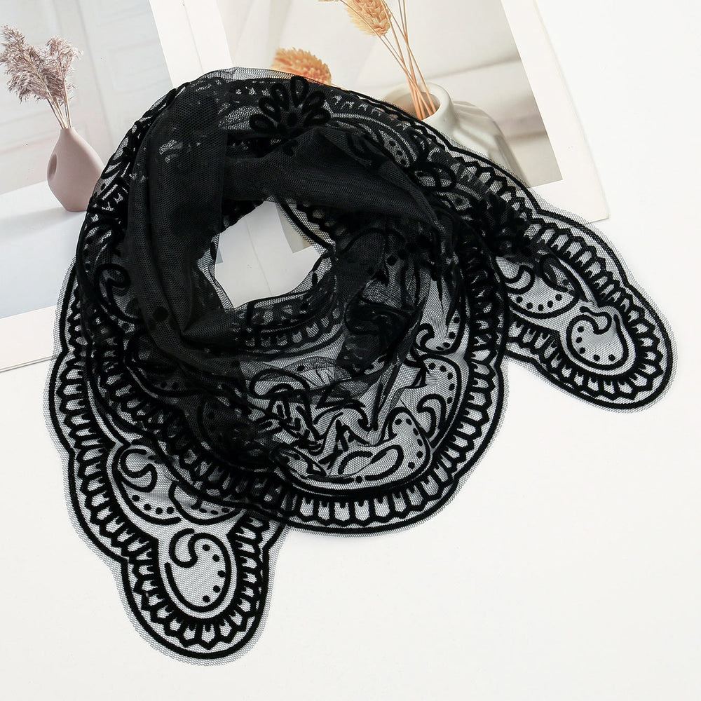 Christianartworkshop Black Lace Trim Lourdes Chapel Veil: Our Lady Imagery in Gentle Grace - image 1