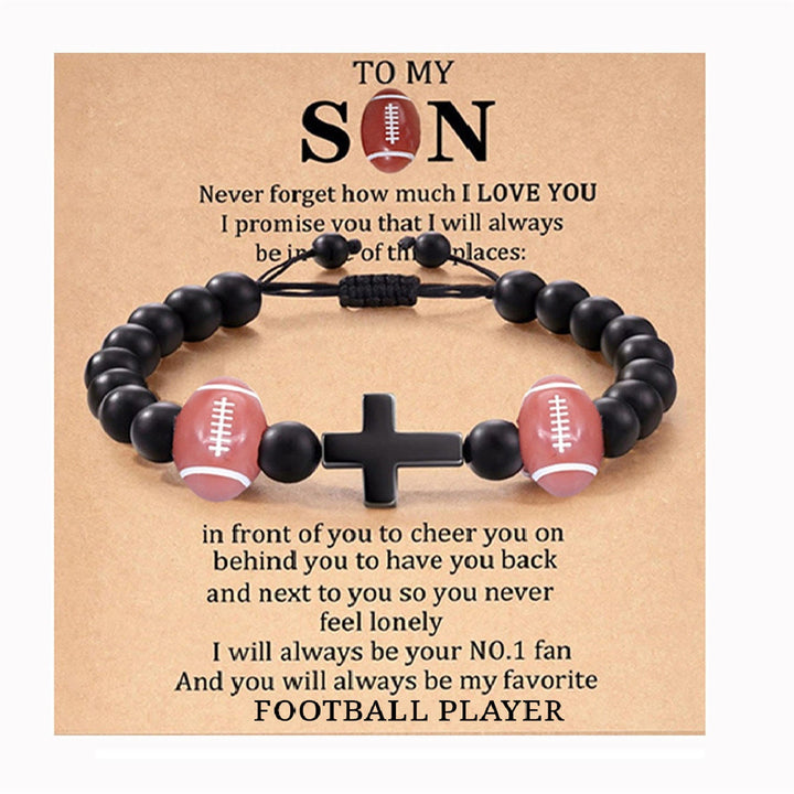 Christianartworkshop Cross & Sport Bead Bracelet: Tender Devotion for Sport Lovers - Rugby TO MY SON - image 9