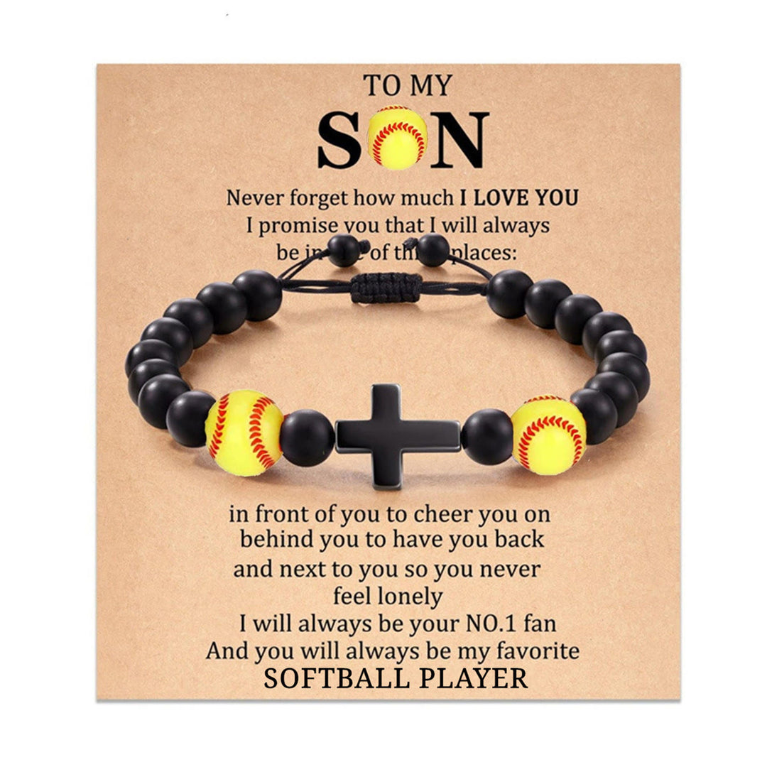 Christianartworkshop Cross & Sport Bead Bracelet: Tender Devotion for Sport Lovers - Softball TO MY SON - image 10